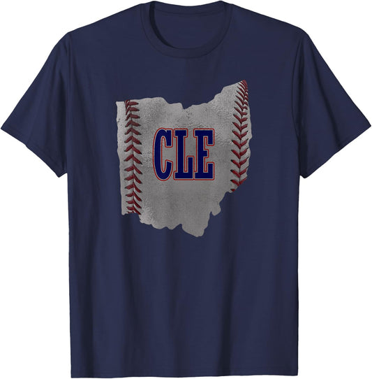 Cleveland Ohio Baseball Distressed Shirt With Co T-Shirt - T-Shirt | Navy
