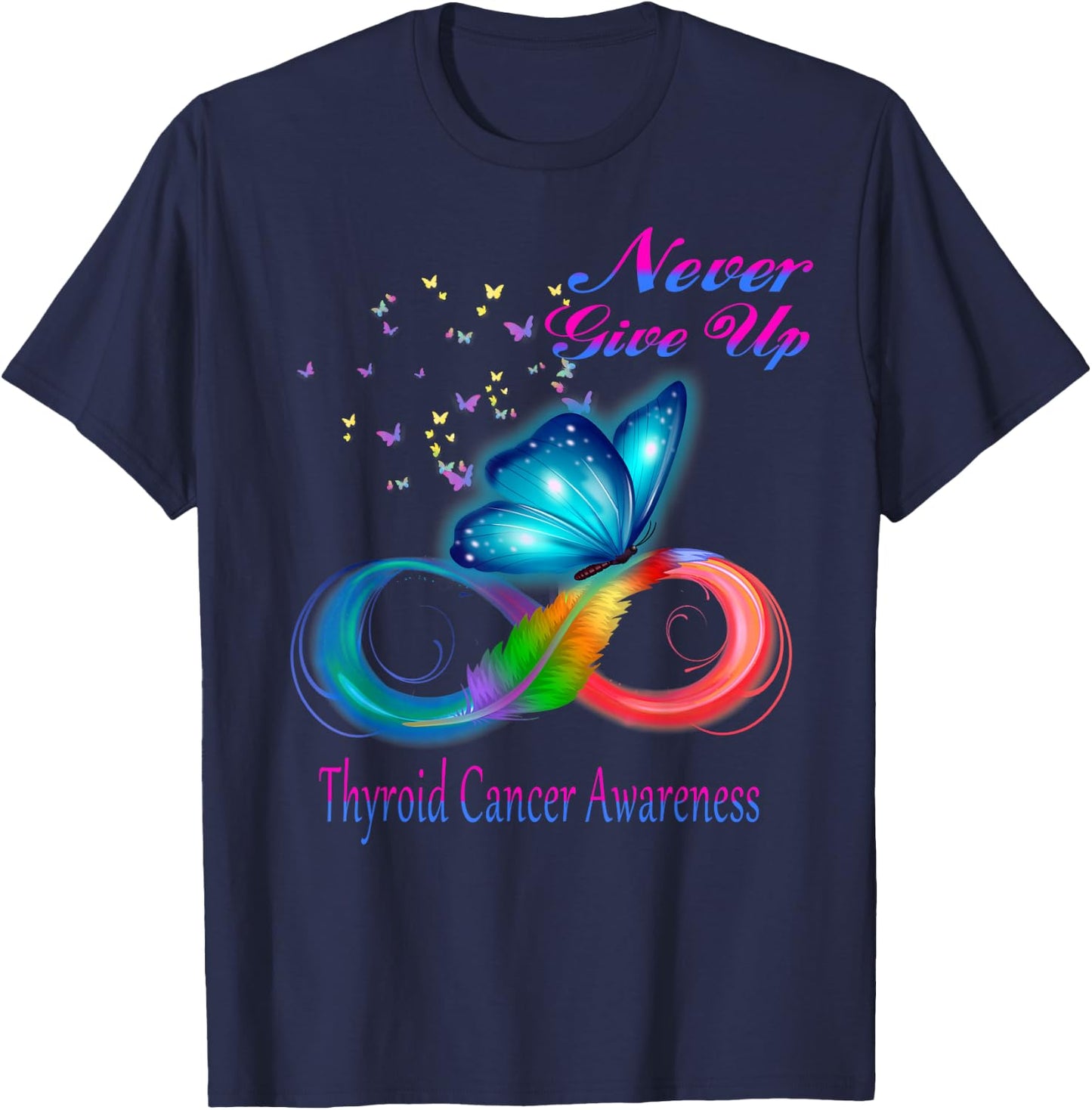 Butterfly Thyroid Cancer Awareness T-Shirt - T-Shirt | Navy