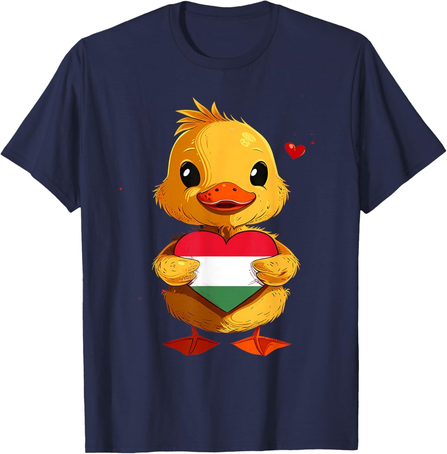 Hungarian Flag Cute Duck Heart Hungarian Pride Hungary T-Shirt - T-Shirt | Navy