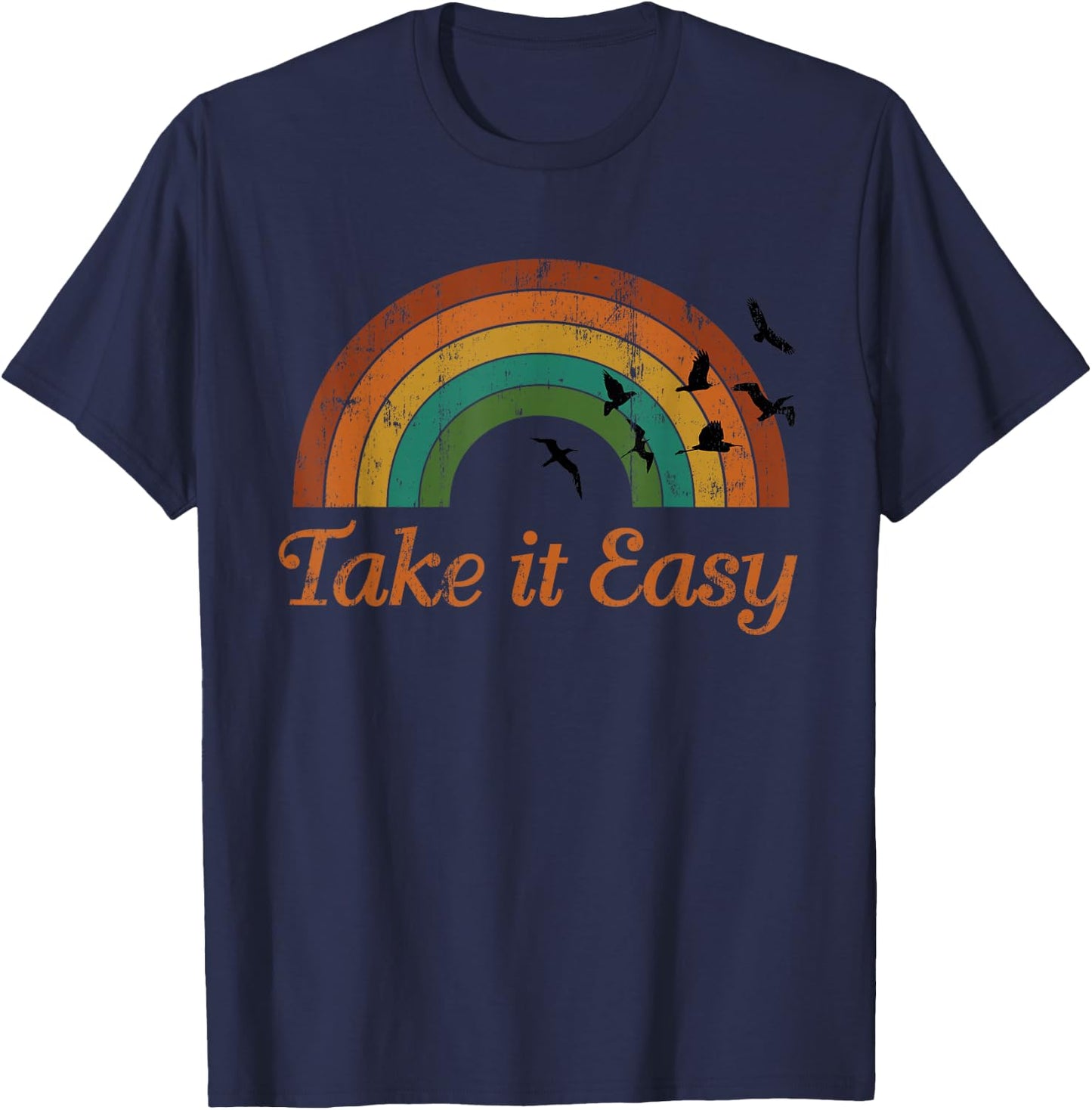 Vintage Retro Weathered look Take it Easy T-Shirt - T-Shirt | Navy