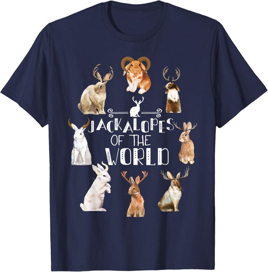 Jackalope T shirt Cryptozoology Camping Rabbit Bunny Gift T-Shirt - T-Shirt | Navy