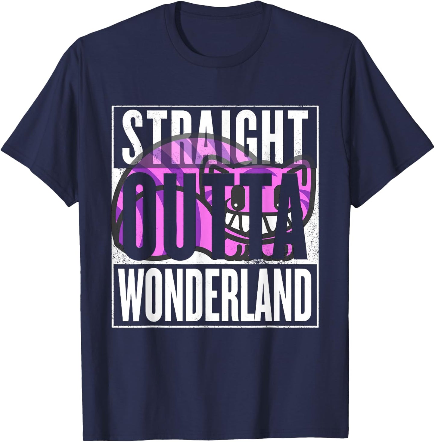 Straight Outta Wonderland Cheshire - Cat Women Kids T-Shirt - T-Shirt | Navy