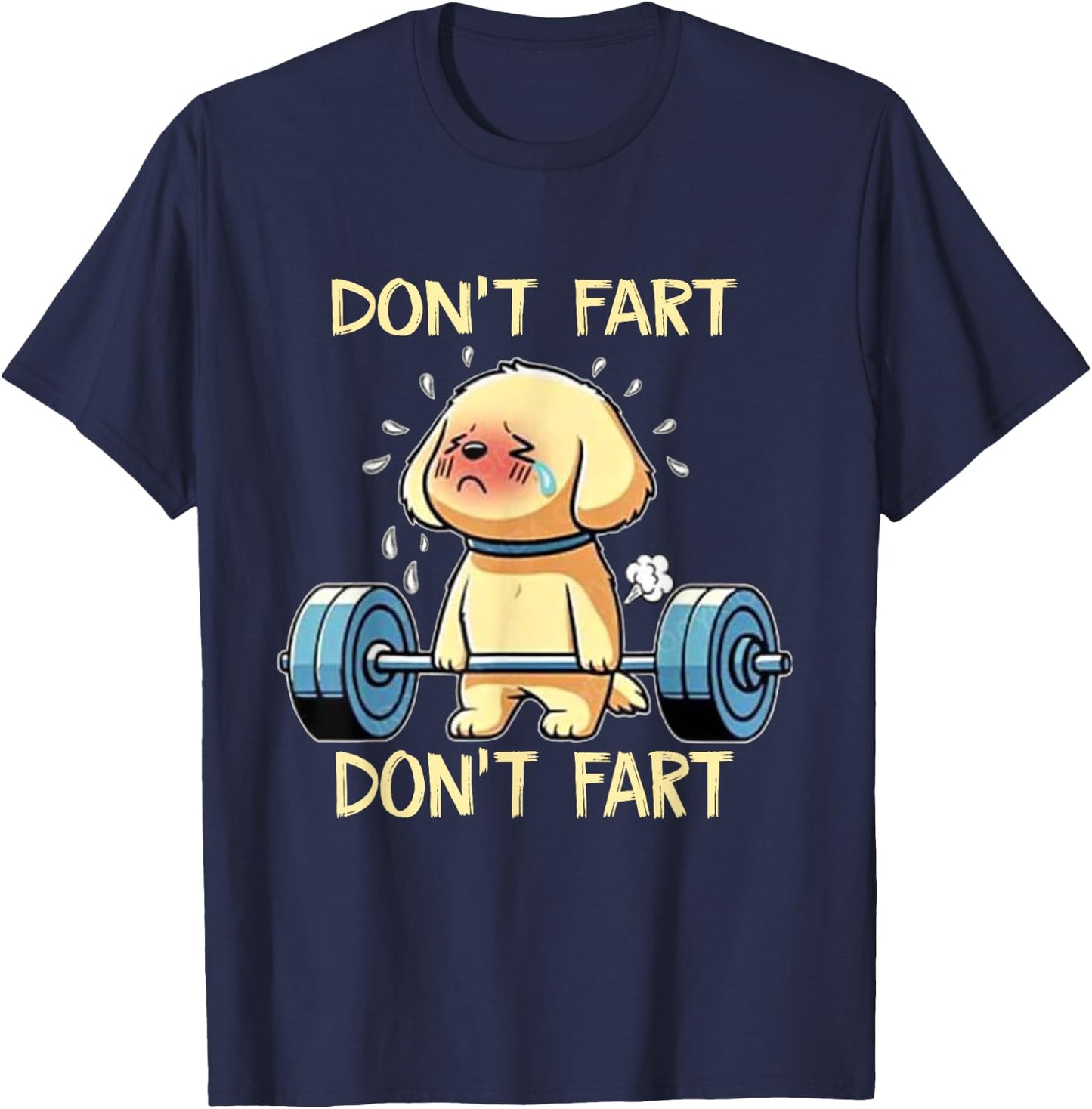 Dog Don't Fart Adults Black Cartoon Workout Gym , Small, Short Sleeve, , Polyester, Classic Fit, Novelty Design, All Seasons, 1 Count T-Shirt - T-Shirt | Navy