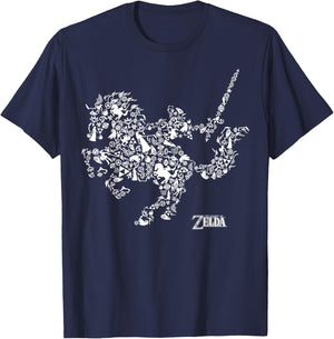 Nintendo Zelda Link Epona Iconic Silhouette Graphic T-Shirt - T-Shirt | Navy