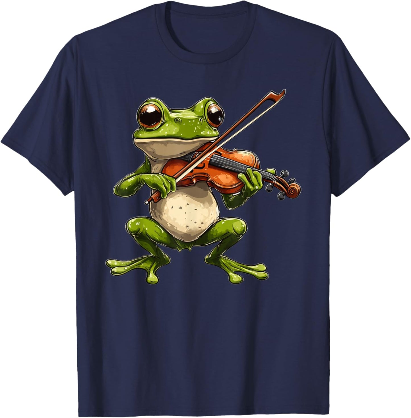 Frog Playing Violin Musician Music T-Shirt - T-Shirt | Navy