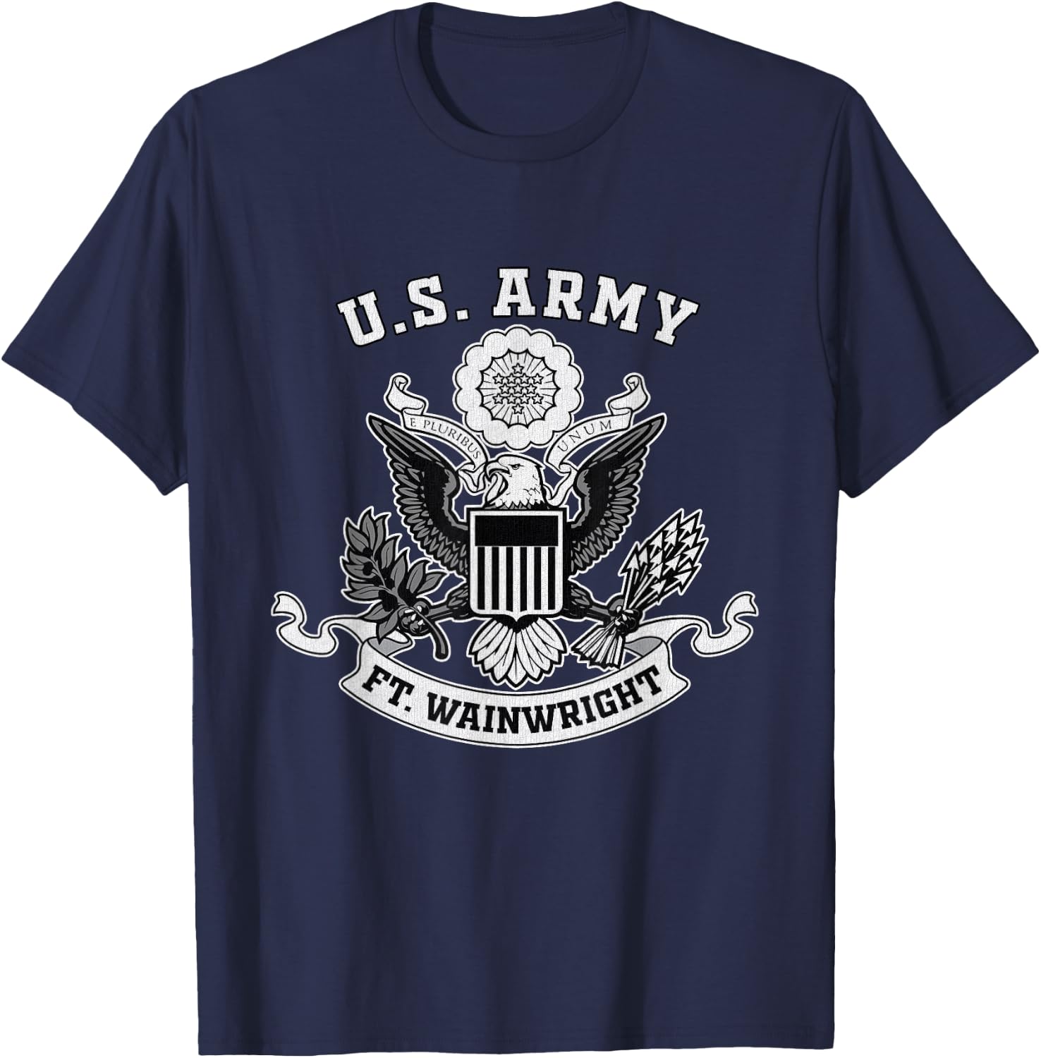 Fort Wainwright Alaska Military Base Eagle Emblem Vintage T-Shirt - T-Shirt | Navy