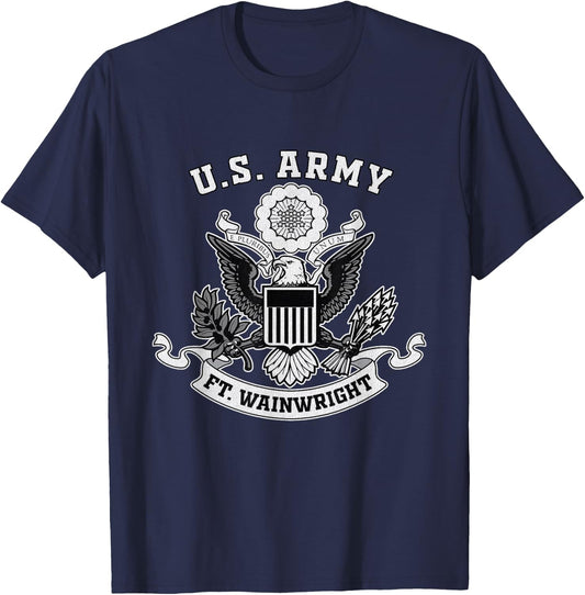 Fort Wainwright Alaska Military Base Eagle Emblem Vintage T-Shirt - T-Shirt | Navy