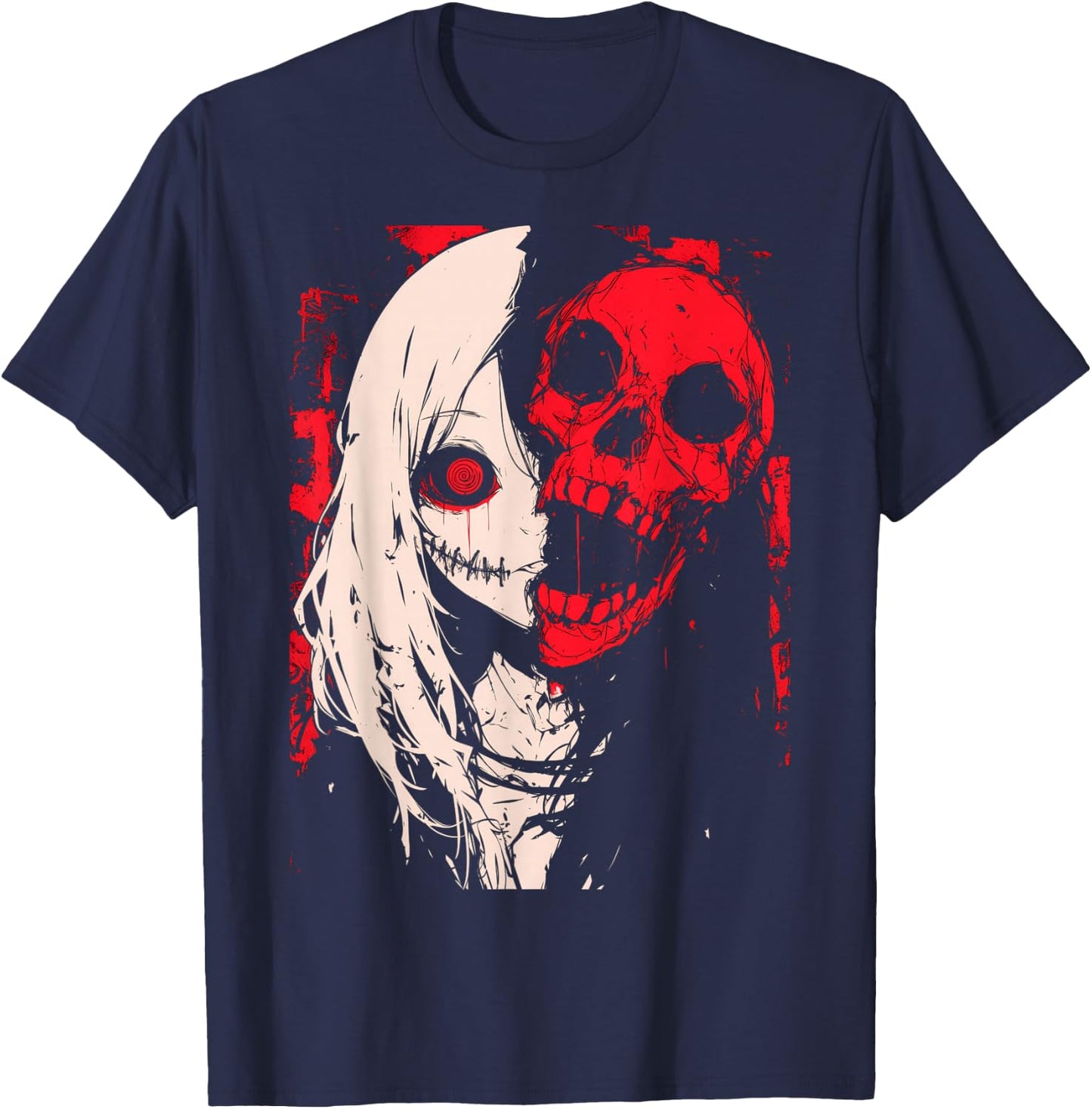 Horror Anime Manga | Japan Japanese Creepy Kawaii Goth T-Shirt - T-Shirt | Navy