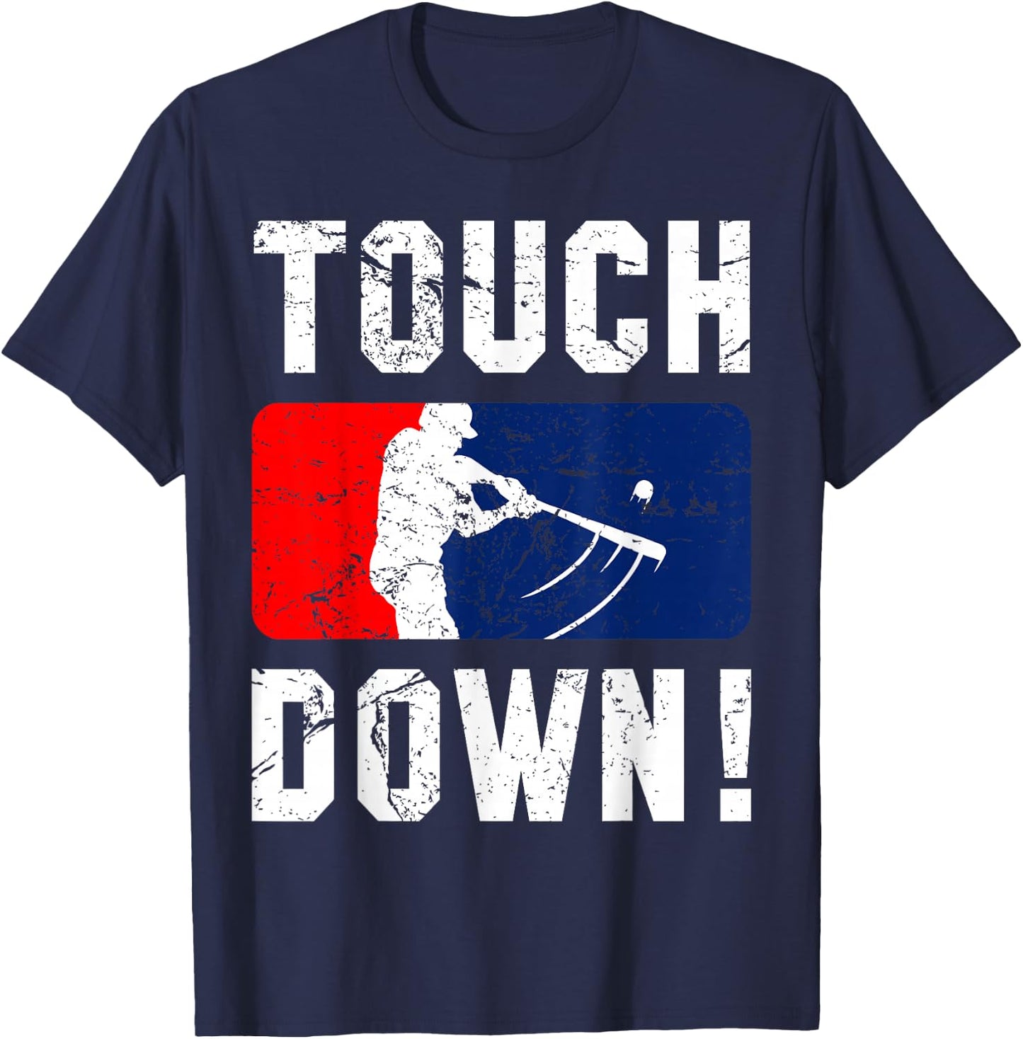 Touchdown Baseball Inspired Double Play Practice Game T-Shirt - T-Shirt | Navy