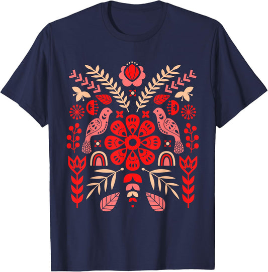 Ukrainian Birds | Vyshyvanka Style T-Shirt - T-Shirt | Navy