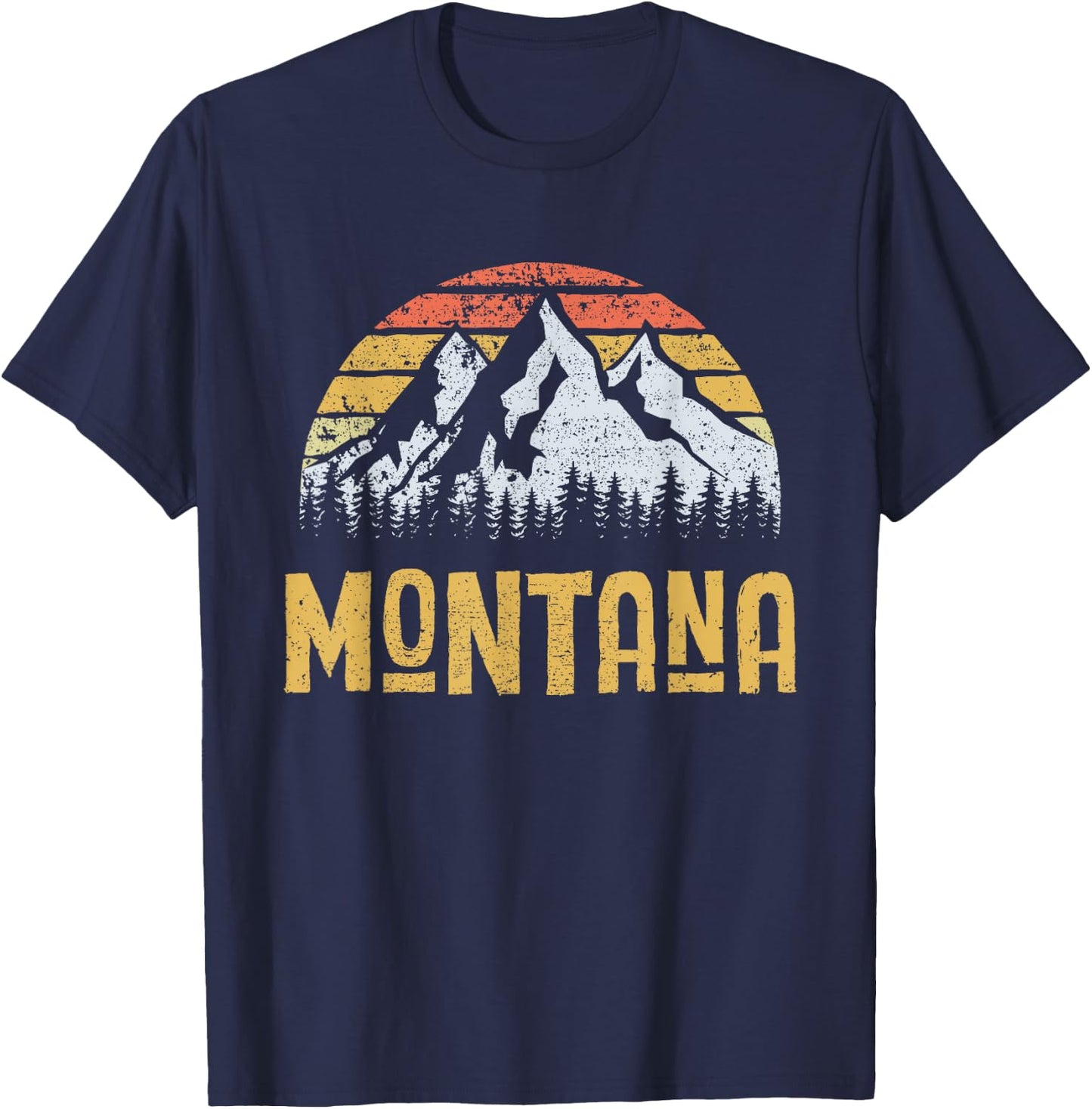 Vintage Retro MT Montana U.S. Mountain State T-Shirt - T-Shirt | Navy