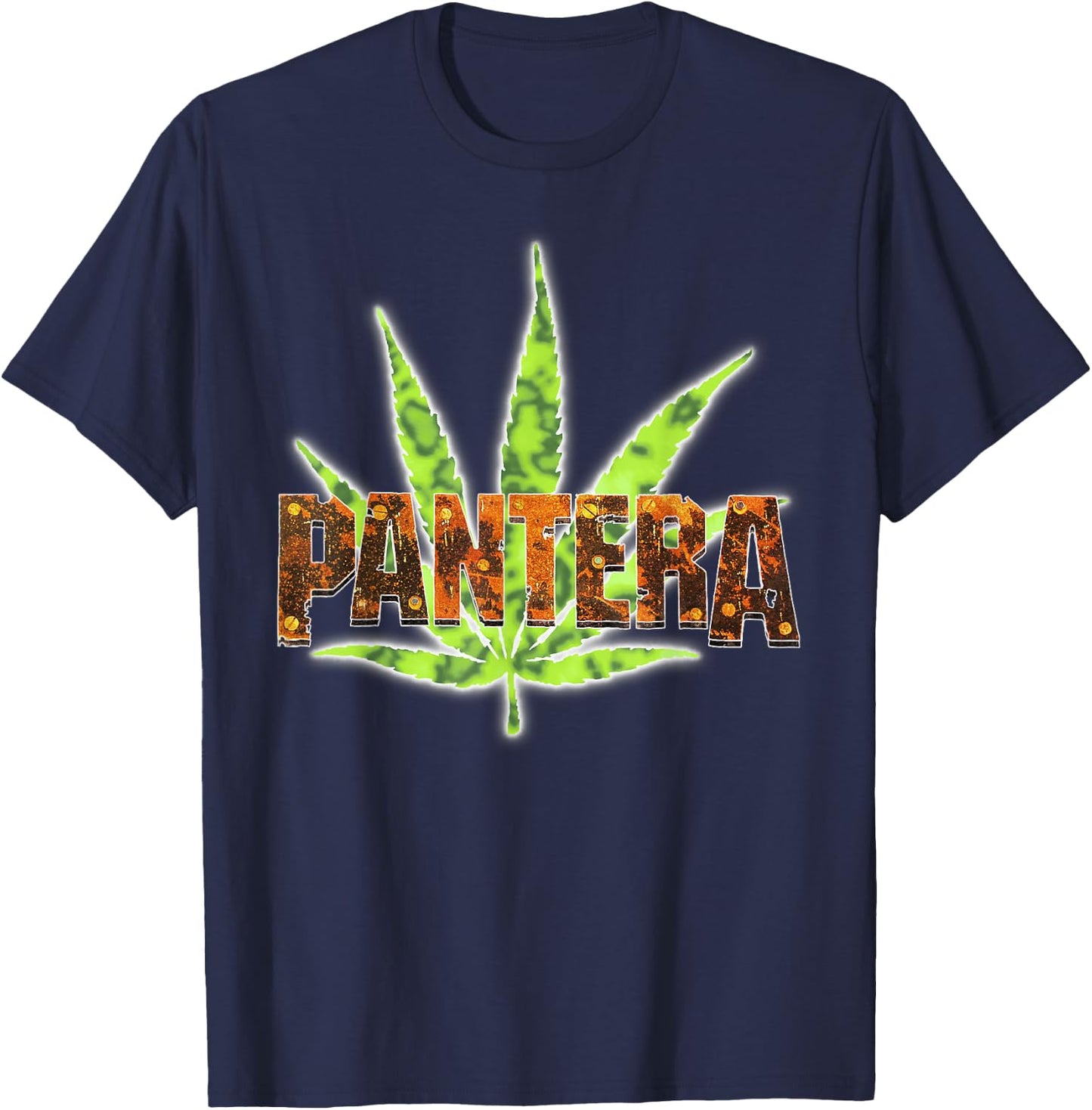 Pantera Official Vintage Leaf Logo Small T-Shirt - T-Shirt | Navy
