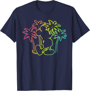 Disney - Mickey Mouse Silhouette Palm Trees T-Shirt - T-Shirt | Navy