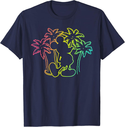 Disney - Mickey Mouse Silhouette Palm Trees T-Shirt - T-Shirt | Navy