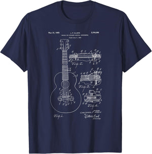 Classic Vintage Patent Print 1955 Guitar Bridge T-Shirt - T-Shirt | Navy