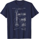 Classic Vintage Patent Print 1955 Guitar Bridge T-Shirt - T-Shirt | Navy
