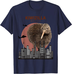 Kiwizilla Funny Kiwi | New Zealand Bird Lovers Gift T-Shirt - T-Shirt | Navy