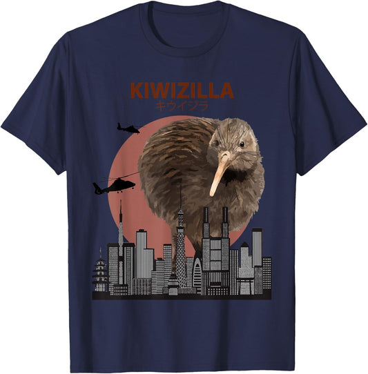 Kiwizilla Funny Kiwi | New Zealand Bird Lovers Gift T-Shirt - T-Shirt | Navy