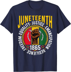 Juneteenth Men Black Freedom Equality Celebration T-Shirt - T-Shirt | Navy