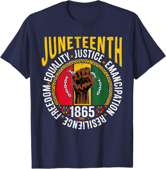 Juneteenth Men Black Freedom Equality Celebration T-Shirt - T-Shirt | Navy