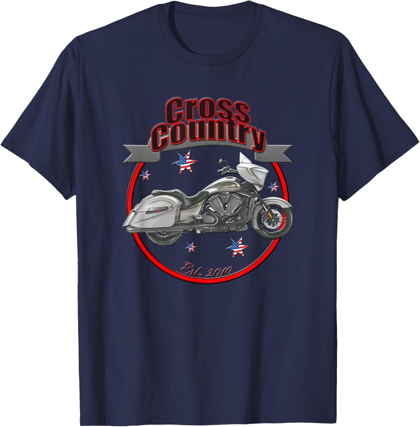 Victory Cross Country U.S.A. Star Motorcycle T-Shirt - T-Shirt | Navy