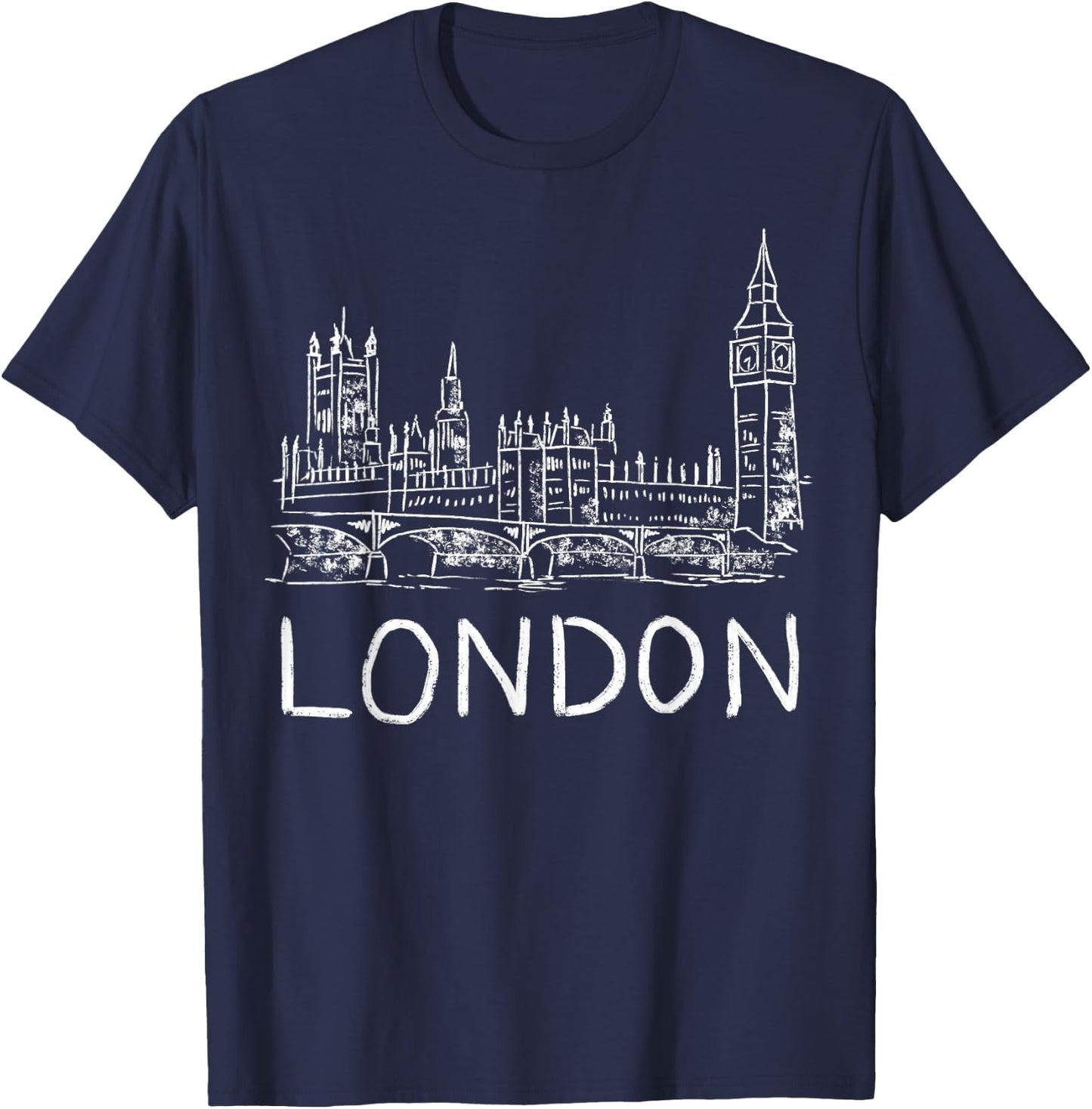 London White Unique Hand Drawn Art T-Shirt - T-Shirt | Navy