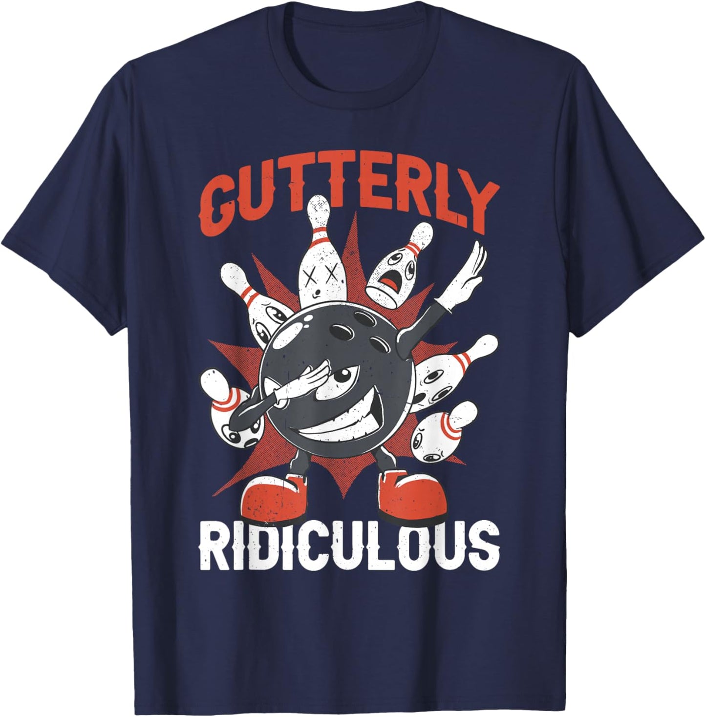 Gutterly Ridiculous Funny Bowling Bowler T-Shirt - T-Shirt | Navy