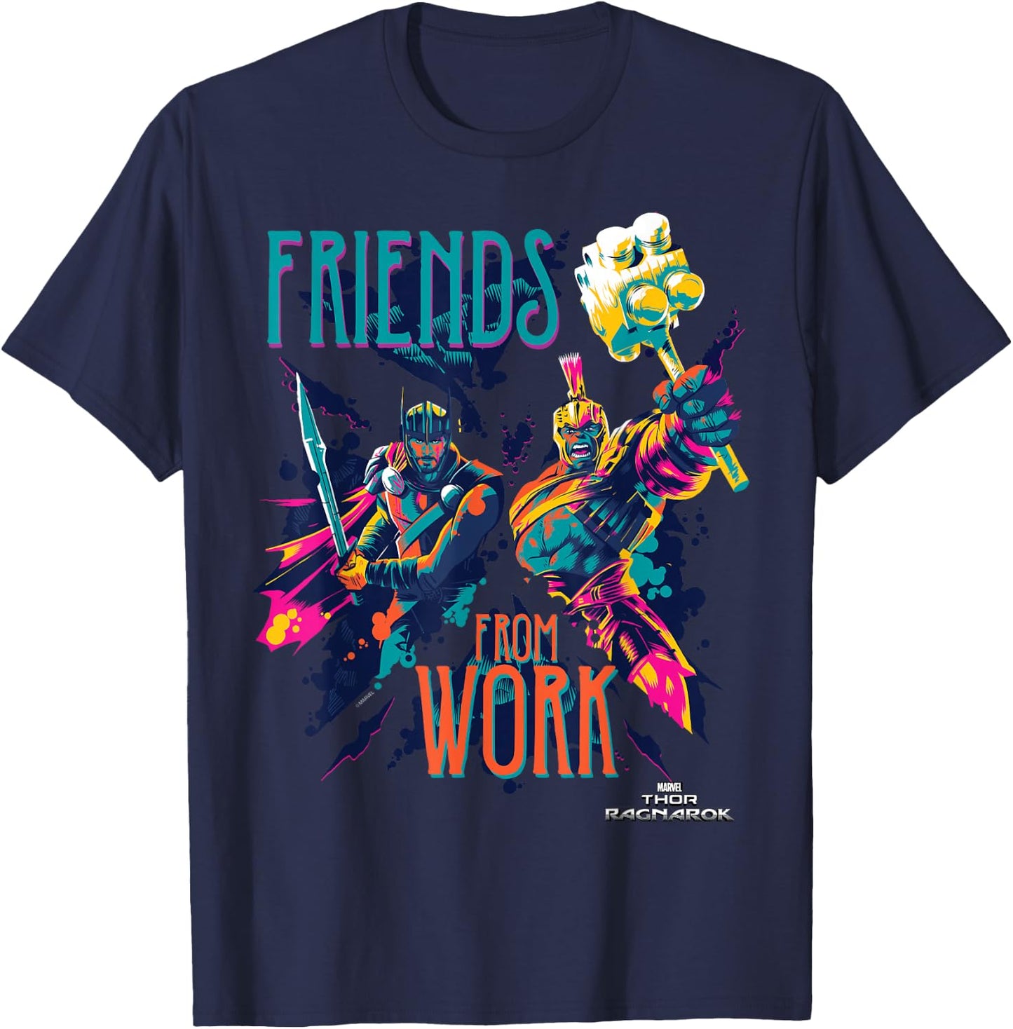Marvel Thor Ragnarok Working Friends Neon Blast T-Shirt - T-Shirt | Navy