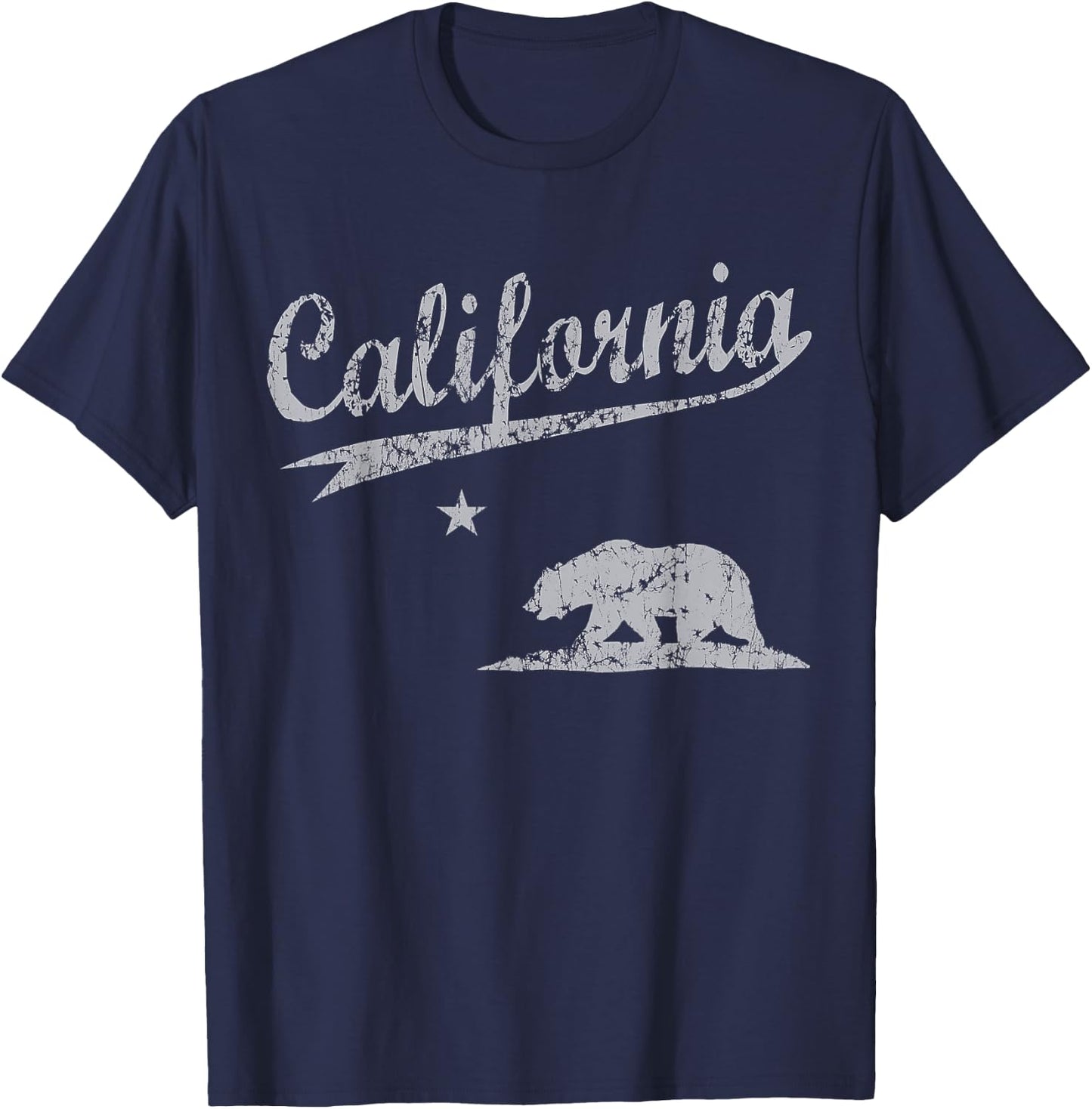 California Republic Flag Vintage Distressed Men Women Kids T-Shirt - T-Shirt | Navy