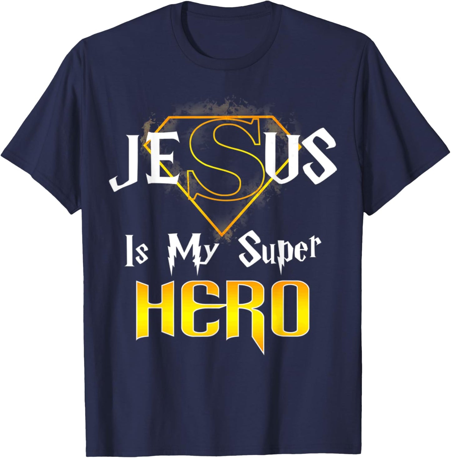 Retro Vintage Jesus Is My Superhero Christian Religious T-Shirt - T-Shirt | Navy