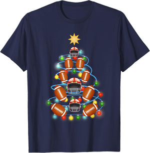 Football Christmas Tree Lights-Cute Football Christmas Gift T-Shirt - T-Shirt | Navy
