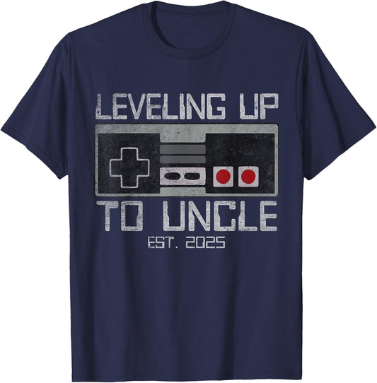 Leveling Up To Uncle 2025 Leveled Up For Future Uncle T-Shirt - T-Shirt | Navy