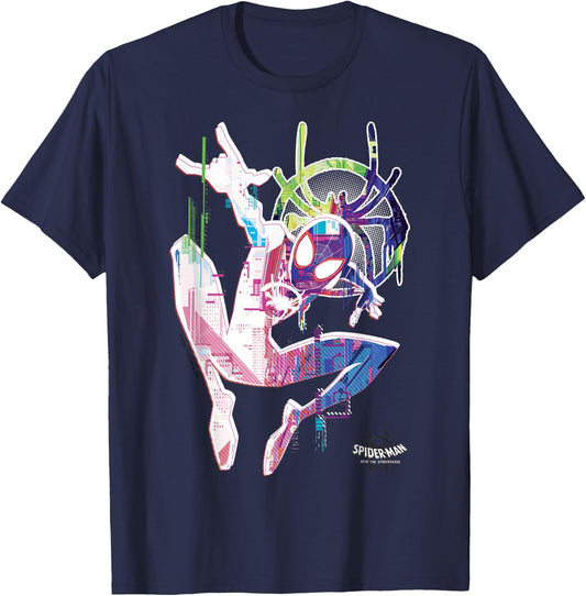 Marvel Spider-Man Spiderverse Watercolor Spidey Pose T-Shirt - T-Shirt | Navy