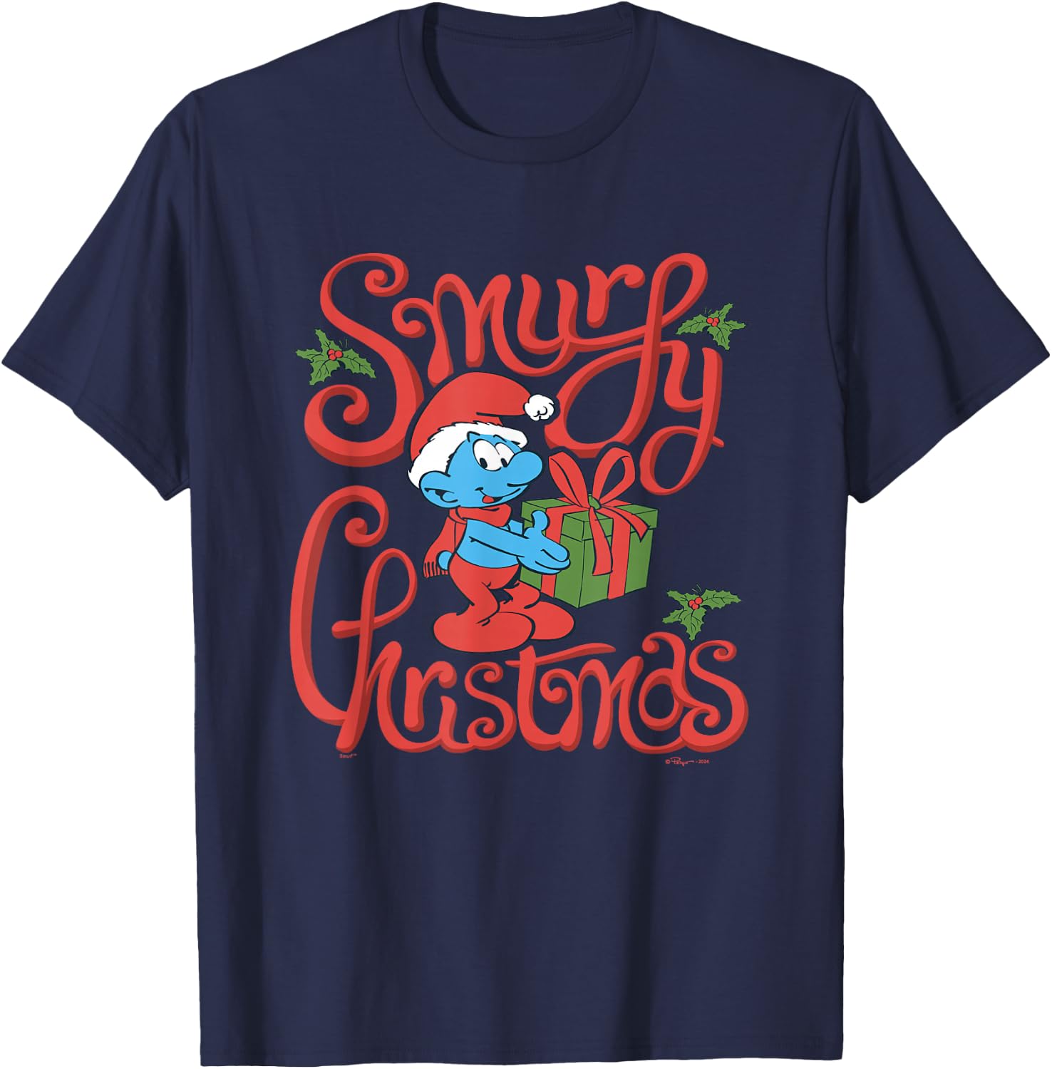 The Smurfs Christmas Have A Smurfy Christmas T-Shirt - T-Shirt | Navy