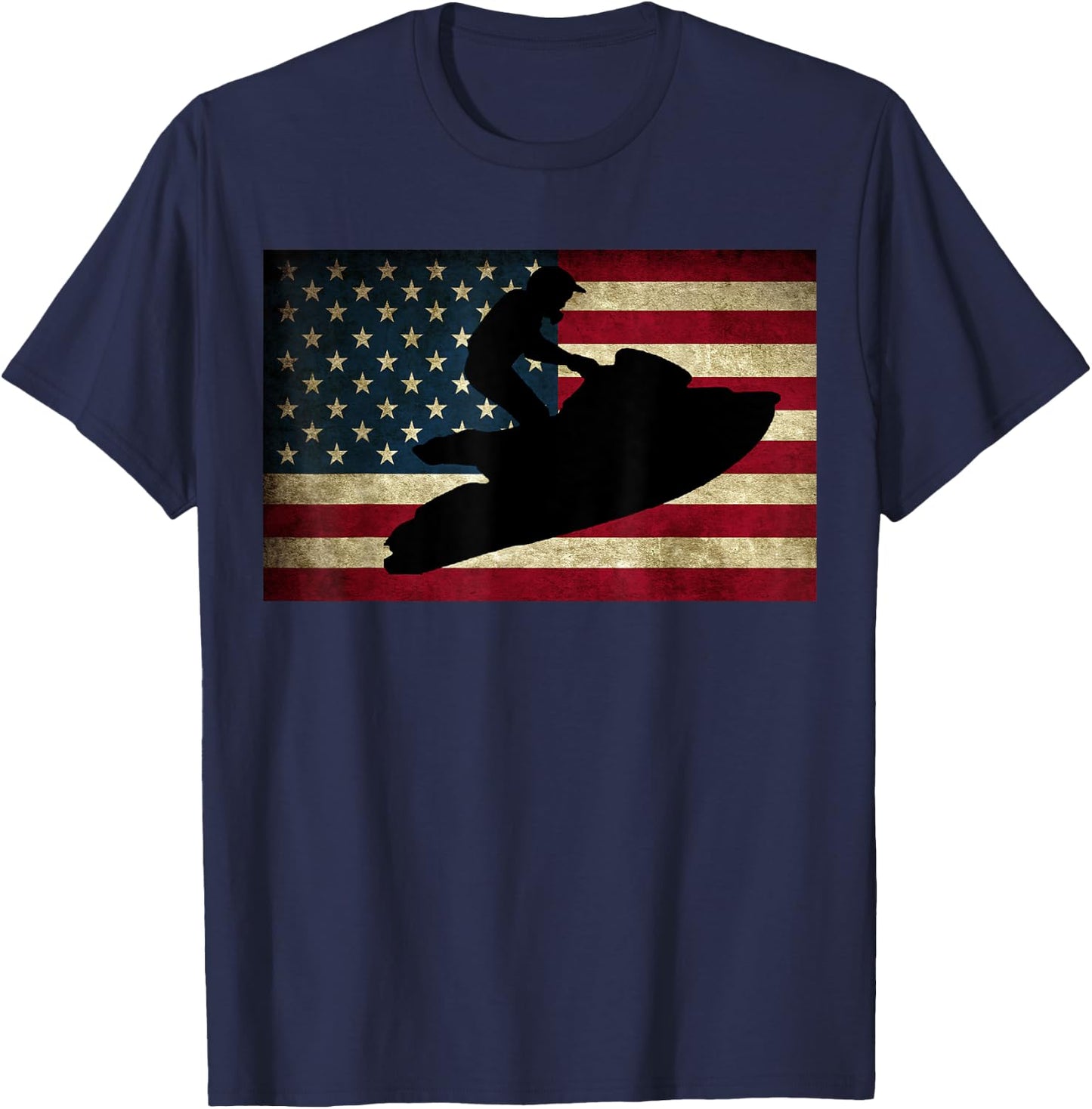 Jet Ski T Shirt Jet Skier Jet Skiing USA Flag T-Shirt - T-Shirt | Navy