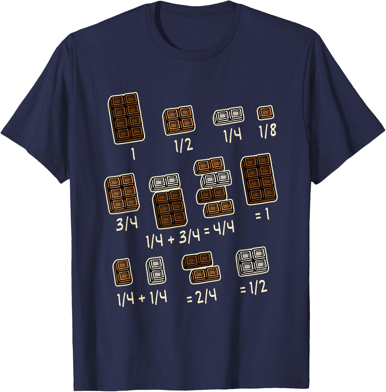 Gifts for Teachers and Students Funny Math Apparel Chocolate Quick Maths Fraction Fractions Dear Math Teachers -Kids T-Shirt - T-Shirt | Navy