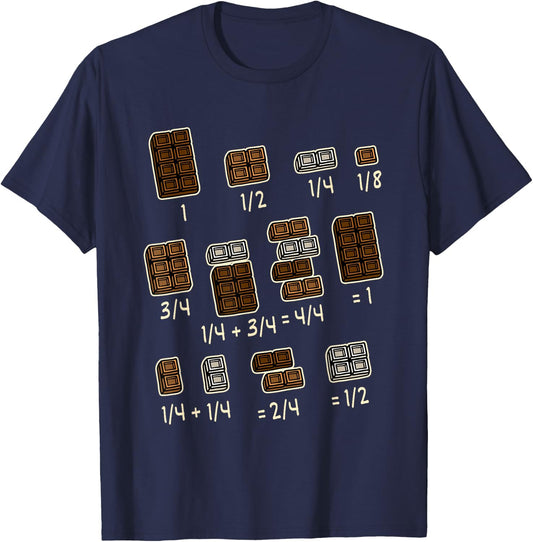 Gifts for Teachers and Students Funny Math Apparel Chocolate Quick Maths Fraction Fractions Dear Math Teachers -Kids T-Shirt - T-Shirt | Navy