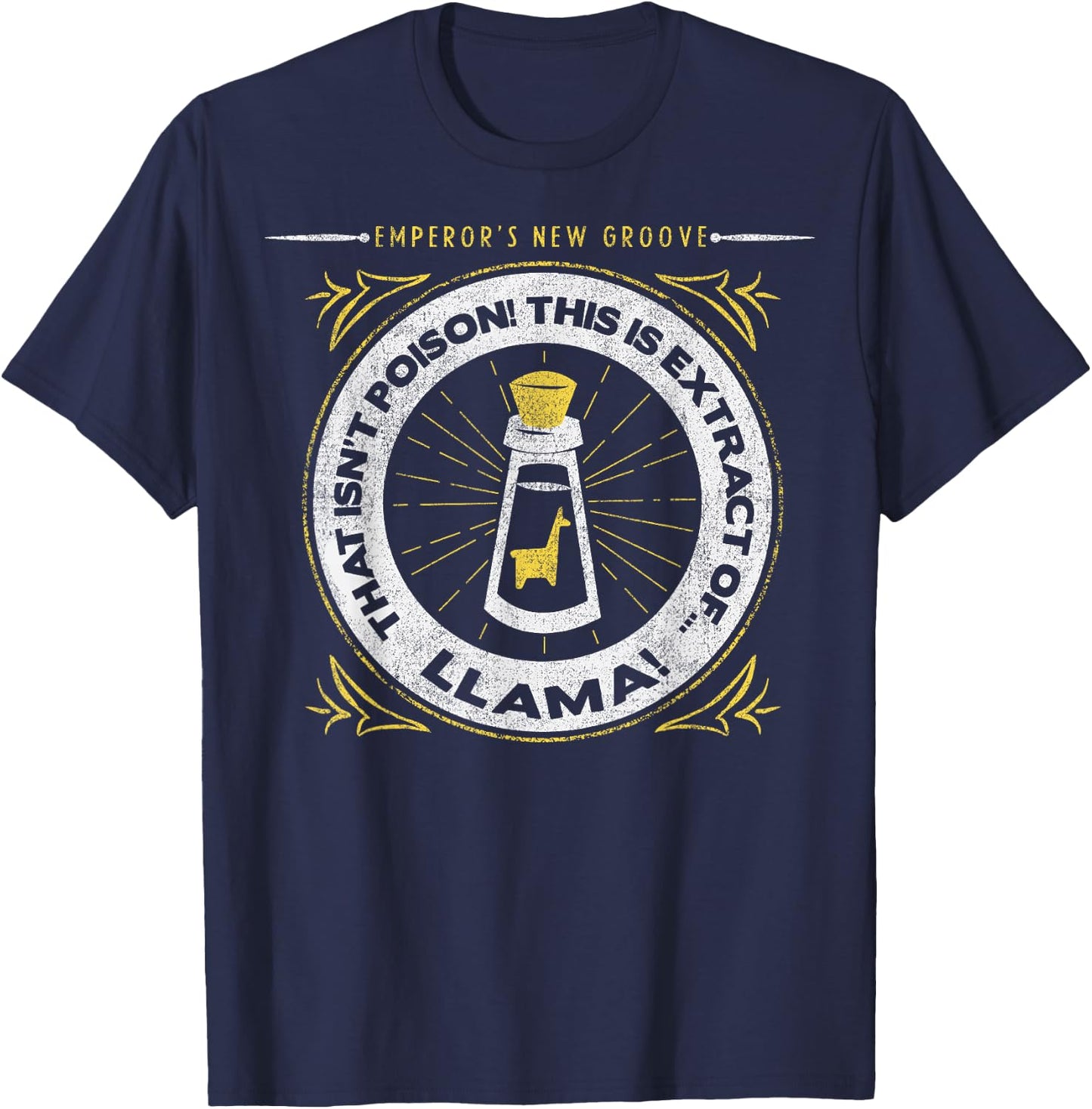 Disney Emperors New Groove Extract of Llama Logo Small T-Shirt - T-Shirt | Navy