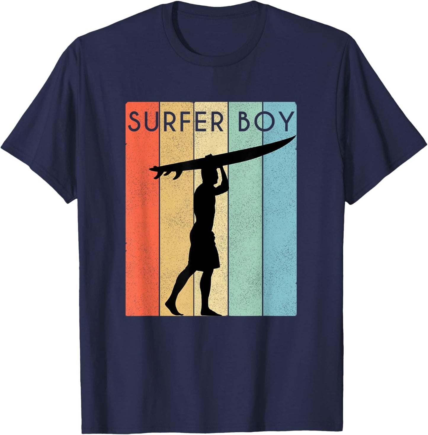 Surfer Boy Surf Illustration/Surf Boy Throwback T-Shirt - T-Shirt | Navy