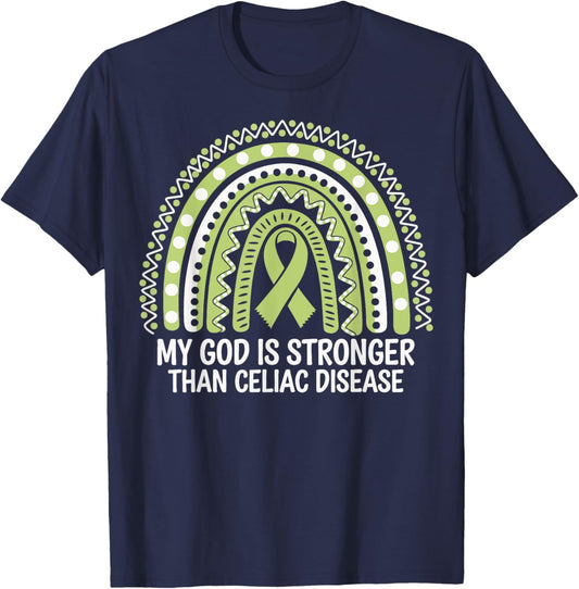 My God Is Stronger Than Celiac Disease T-Shirt - T-Shirt | Navy