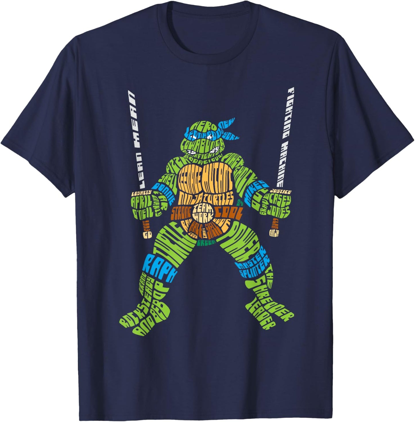 Teenage Mutant Ninja Turtles Leonardo Lettered T-Shirt - T-Shirt | Navy