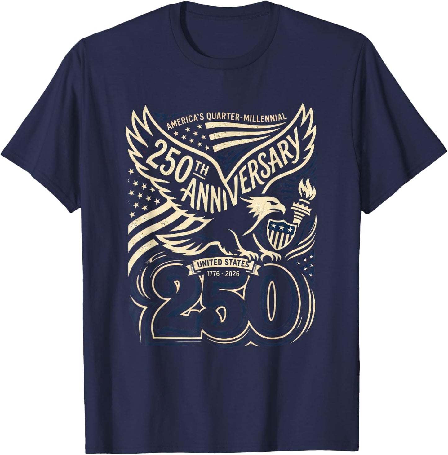 Patriotic Vintage 250th Anniversary USA 250 Year 4th of July T-Shirt - T-Shirt | Navy