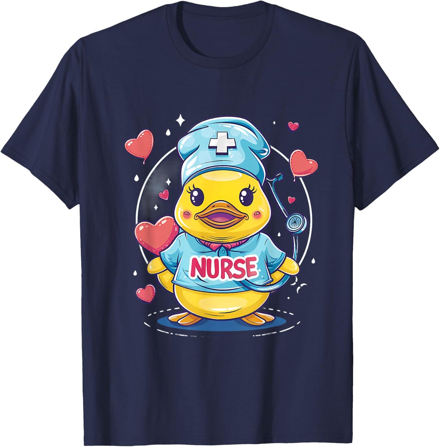 Nurse Rubber Duck Heart Rubber Duckie Nurse Appreciation T-Shirt - T-Shirt | Navy