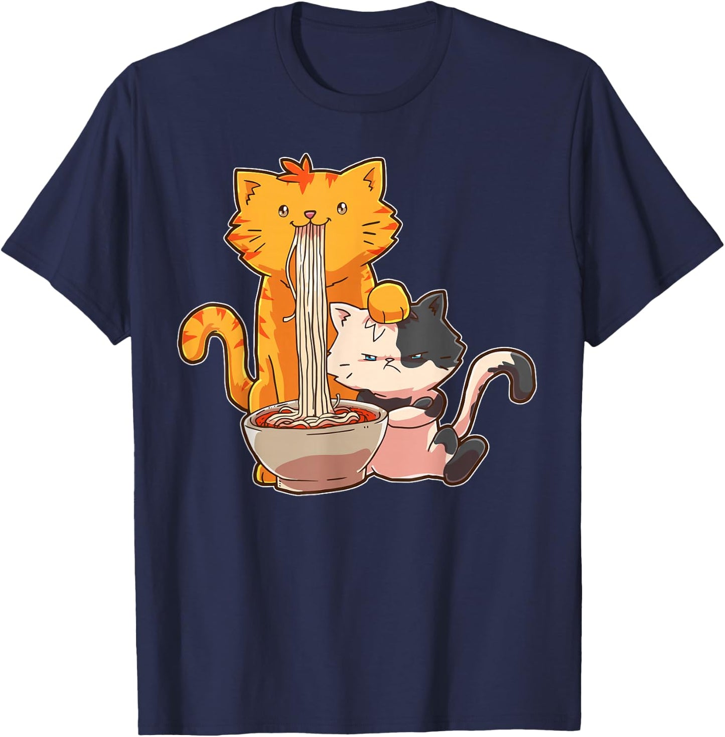 Ramen Kawaii Anime Cat Ramen Japanese Food T-Shirt - T-Shirt | Navy