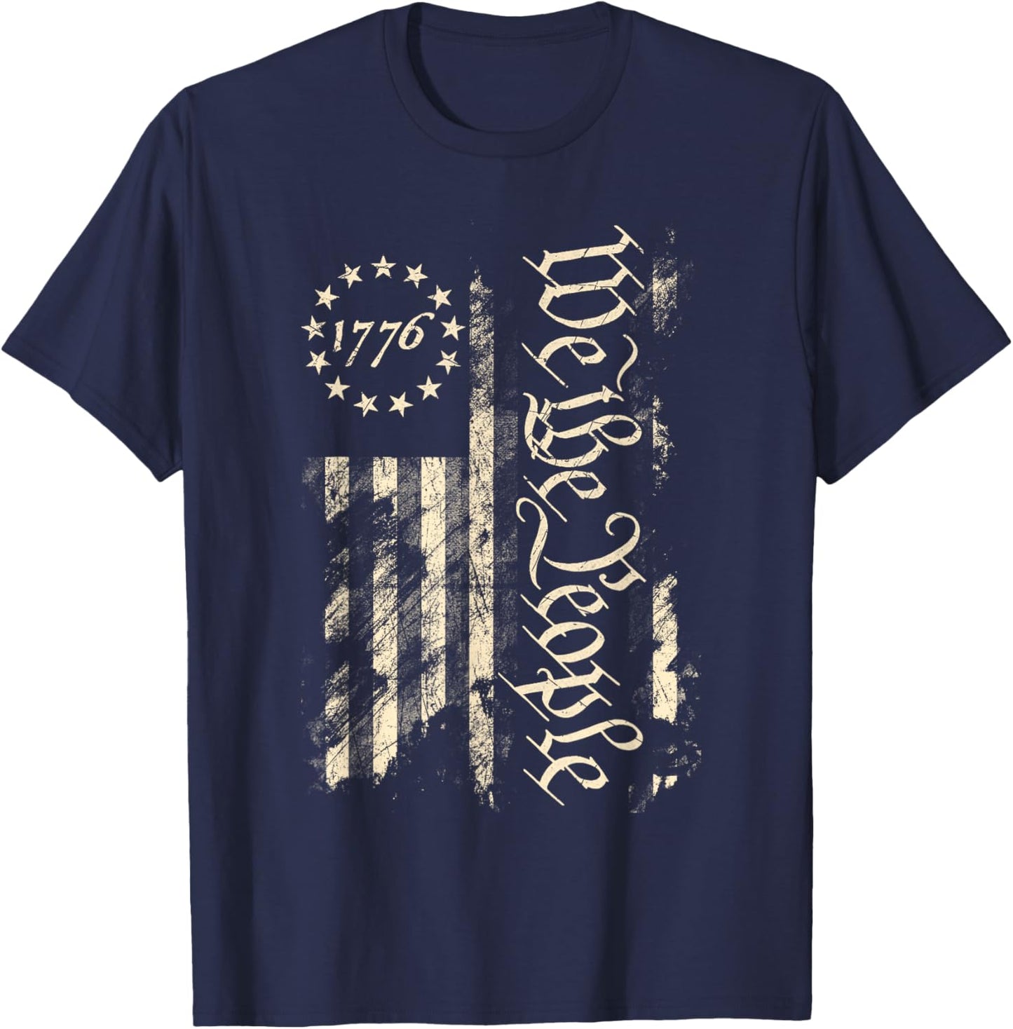 We The People 1776 Betsy Ross Flag Vintage Distressed Grunge T-Shirt - T-Shirt | Navy