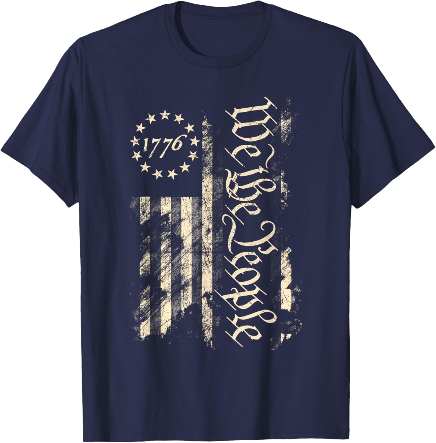 We The People 1776 Betsy Ross Flag Vintage Distressed Grunge T-Shirt - T-Shirt | Navy