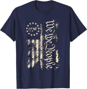 We The People 1776 Betsy Ross Flag Vintage Distressed Grunge T-Shirt - T-Shirt | Navy