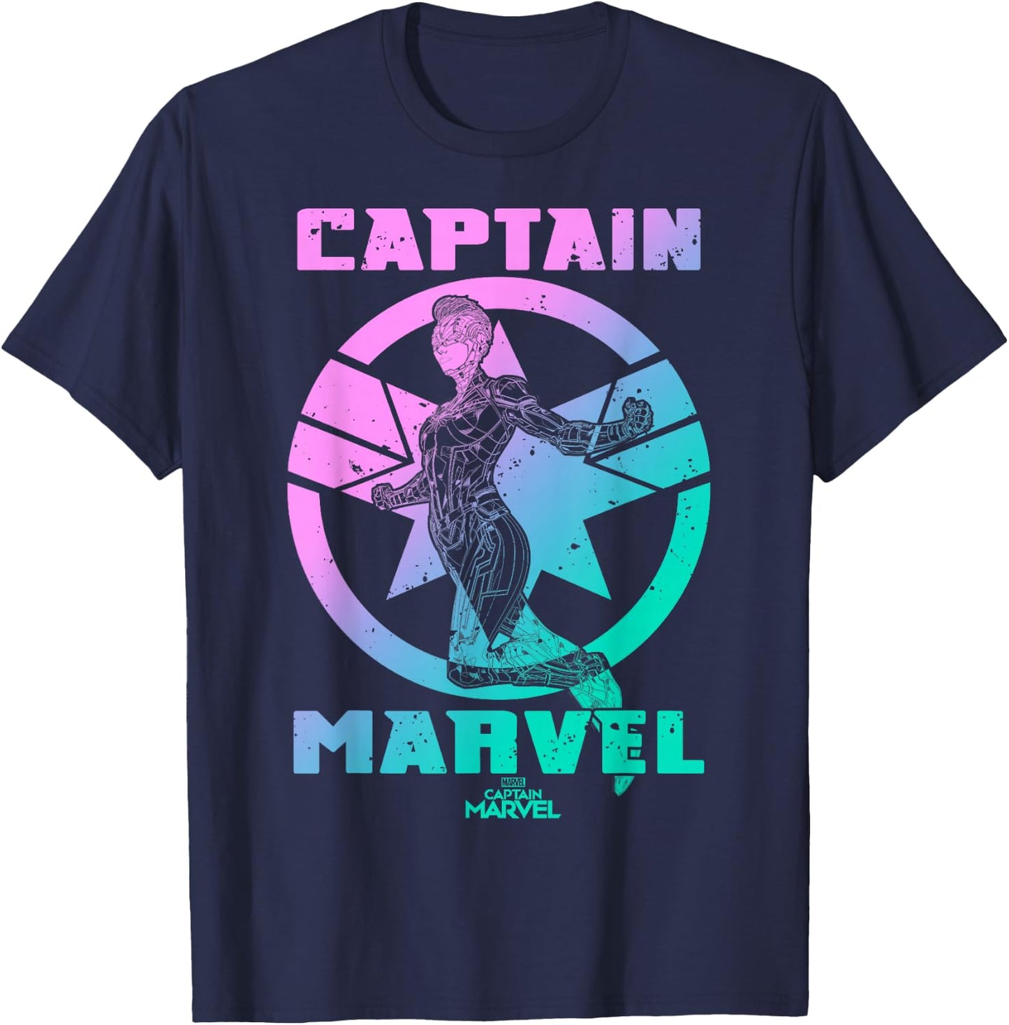 Captain Marvel Badge Color Grade Symbol Graphic T-Shirt - T-Shirt | Navy