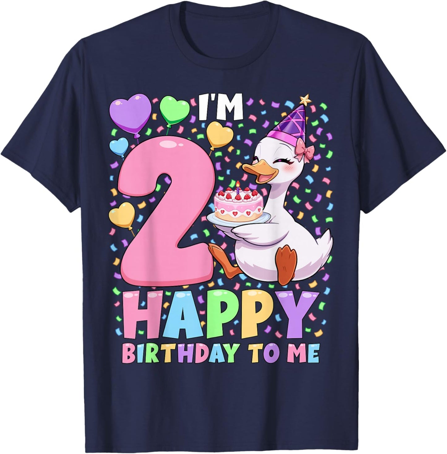 Silly Goose Birthday Shirt 2 | 2nd Birthday Girl Goose T-Shirt - T-Shirt | Navy