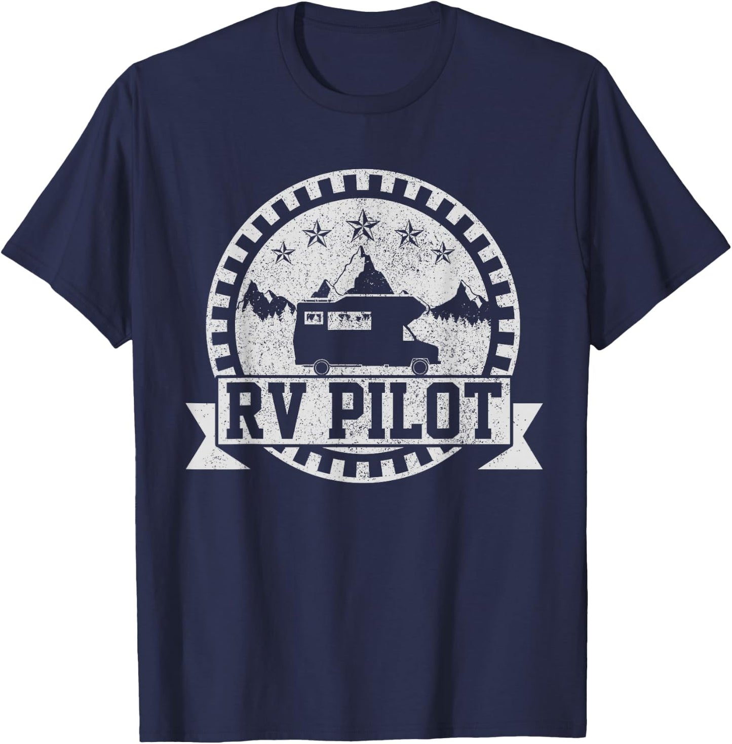 RV Pilot - Road Trip Camping Vintage Outdoor Camper Gift T-Shirt - T-Shirt | Navy